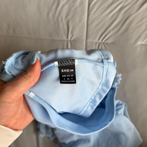 SHEIN Red, Pink, and Blue Bandeau Crop Tops Gingham Lace Ruffle Tops Bundle - Picture 8 of 12